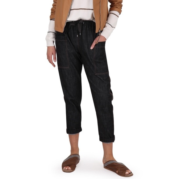 Brunello Cucinelli Denim - BRUNELLO CUCINELLI
Dark Denim Monili Striped Carpenter Pant